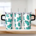 thumbnail image 2 of Butterfly 20oz Stainless Steel Tumbler with Handle and Straw – Insulated Travel Cup with Sliding Lid, 360° Full Wrap Printed Mug for Home, Outdoor & Sports Use, Spring, 2 of 6