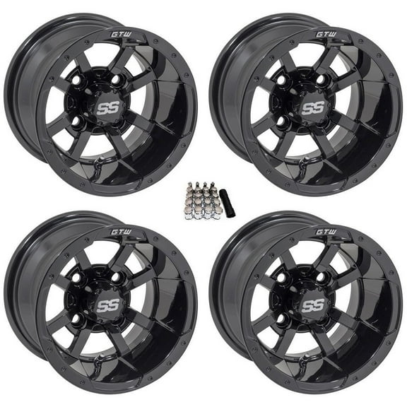 GTW Storm Trooper 10" Golf Cart Wheels/Rims Black E-Z-GO & Club Car