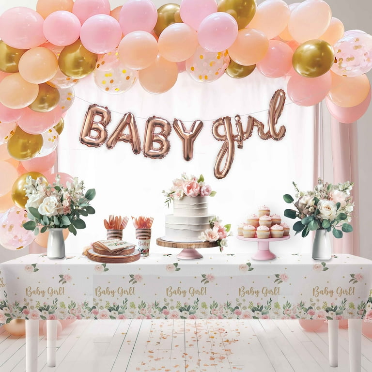 Pink and gold baby hotsell shower decorations party city