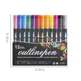 thumbnail image 3 of 12 Colors Outline Markers Glint Double Line Marker Pen Set Self-Outline DIY Sketching Pens For Greeting Cards Manual Painting Art Writing（120ml）, 3 of 8