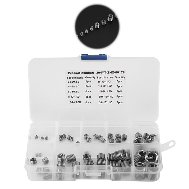 60pcs Stainless Steel Thread Repair Insert Assortment Kit, Wire Screw Sleeve, Essential for Improving Bolt Connection Wear Resistance, Locking Feature Reduces Vibration and