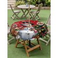 thumbnail image 3 of Outdoor Tablecloth with Umbrella Hole and Zipper, Red Christmas Round Table Cloth 60 Inch Waterproof Tablecloth, Snowman Xmas Tree Snowflake Gifts Elk Picnic Table Cover for Patio Camping, 3 of 7