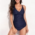 thumbnail image 4 of Two Piece Tankini Swimsuits for Women Tummy Control Bathing Suits Sexy Ruched Wrap Tankini Tops with Shorts Beachwear, 4 of 5