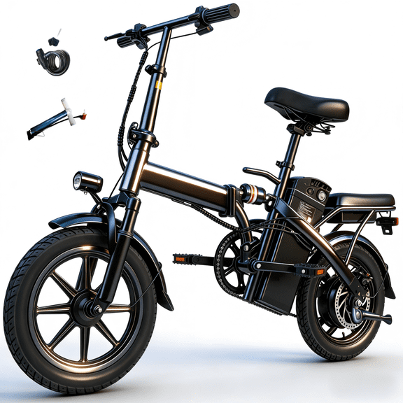 SHCNTEKU Folding Electric Bike for Adults Teens, 14IN Ebike with 500W Peak Motor, 19mph 25 Miles Removable Battery , UL 2849