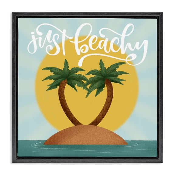 Stupell Industries Coastal Just Beachy Tropical Island Black Floating Frame Canvas Art, 18 x 18, by Sarah Hickman
