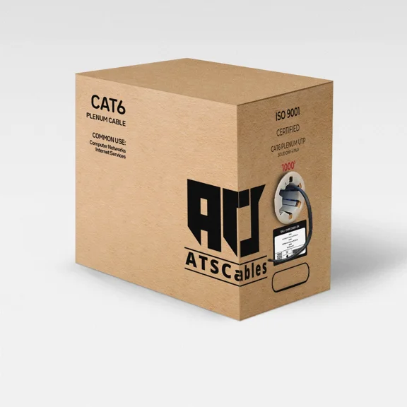 ATS Cat6 Plenum CMP 550MHz 1000ft Bulk Solid Ethernet Cable Black