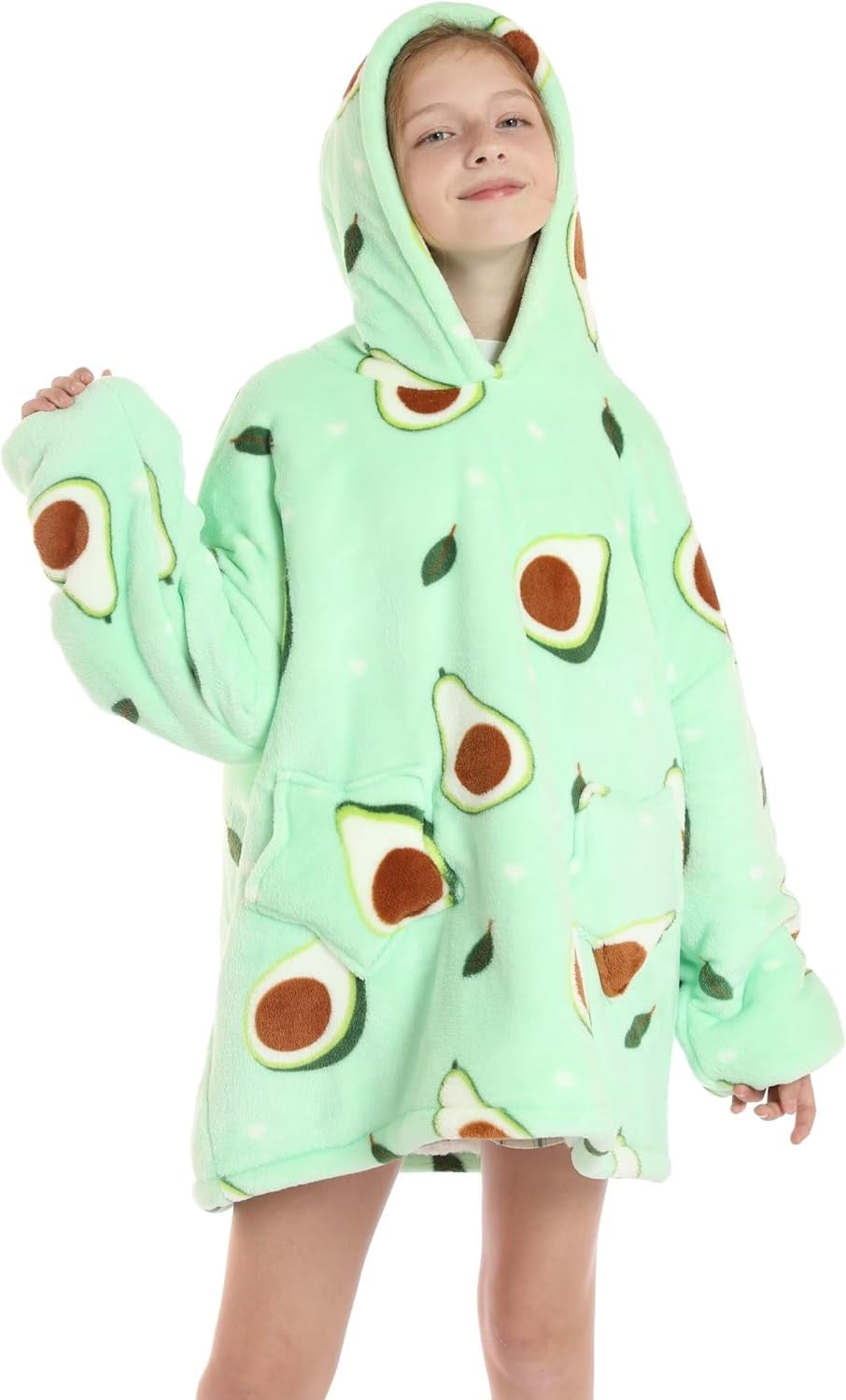 Wehilion 6-12YR Oversized Sweatshirt Hooded Blanket Sherpa Hoodie for Girls Boy Wearable Blanket Hoodie for Kids