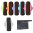 thumbnail image 1 of (Couleur Aléatoire) 5 Pcs+sac Serviettes Hygiéniques Réutilisables en Bambou Lavables Absorbantes 30A, 1 of 5