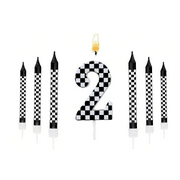 wuyuhangppo 7Pcs Birthday Candles Set,Cake Numeral Candles,Racing Cars Themed Birthday Candles for Cake Candle Checkered Decoration
