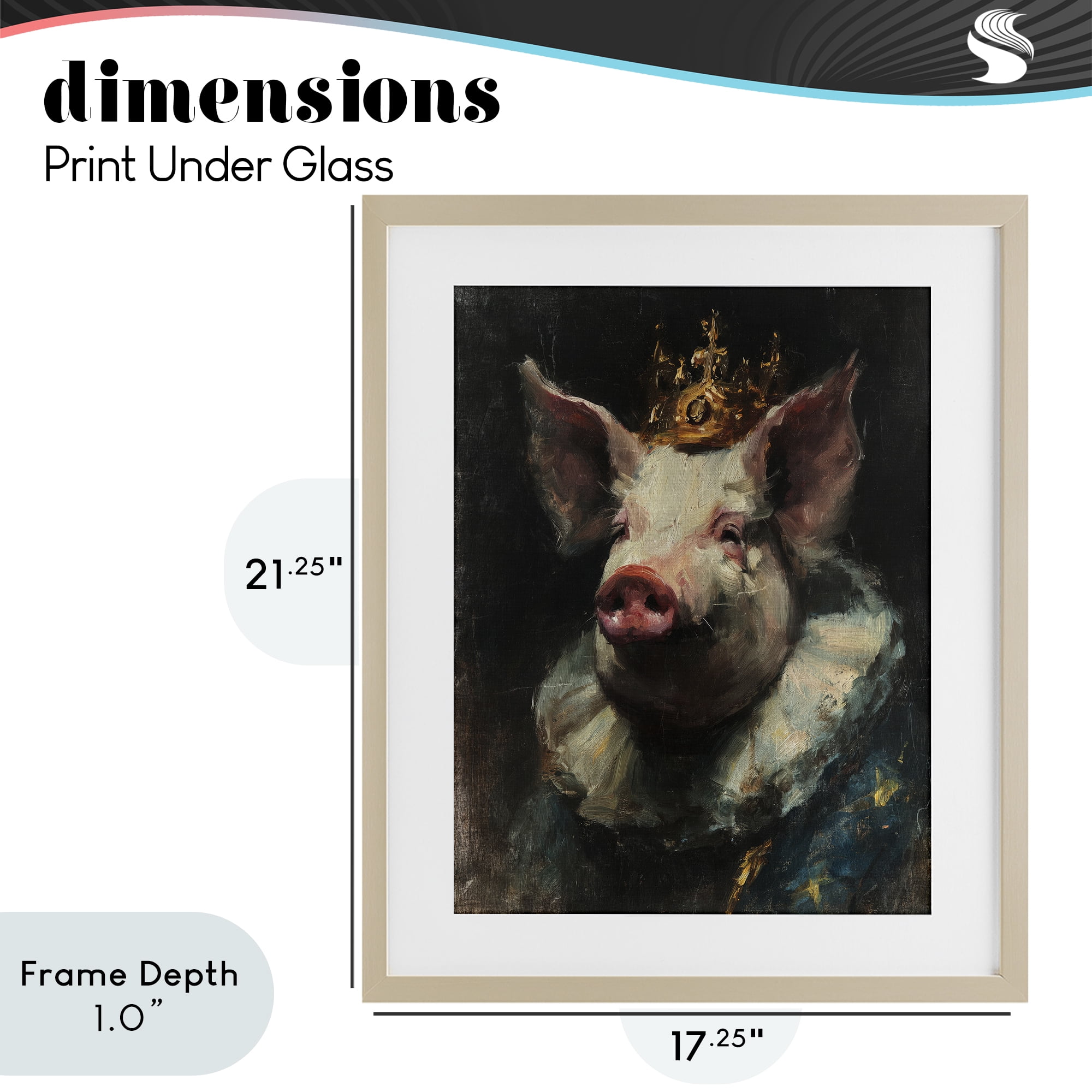 Stupell Industries Crowned Imperial Pig Birch Framed Print Under Glass, design by Svetlana Aleynikova