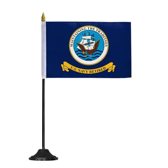 AGAS Navy Retired 4x6 inch Polyester Stick Flag