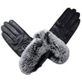 thumbnail image 3 of Guantes de cuero de invierno cálidos para mujer, guantes de ciclismo con pantalla táctil forrados con vellón, resistentes al frío, 3 of 6
