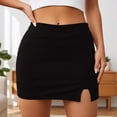 thumbnail image 2 of Womens Skort High Waist Side Slit Skirt with Built in Shorts Solid Stretchy Bodycon Pencil Casual Black L, 2 of 4