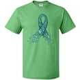 thumbnail image 3 of Inktastic Ovarian Cancer Awareness Teal Ribbon Made of Hearts T-Shirt, 3 of 5