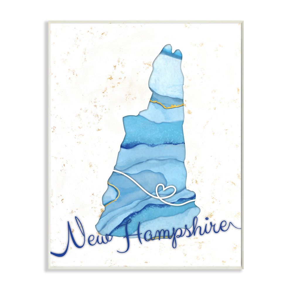 Stupell Industries New Hampshire Agate Blue US State Design Wall Plaque by Ziwei Li