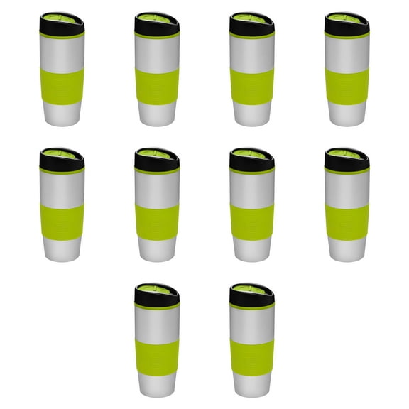 Color Grip Tumblers 16 oz. Set of 10, Bulk Pack - Perfect for Smoothies, Iced Coffee, Soda, Other Hot & Cold Beverages - Green