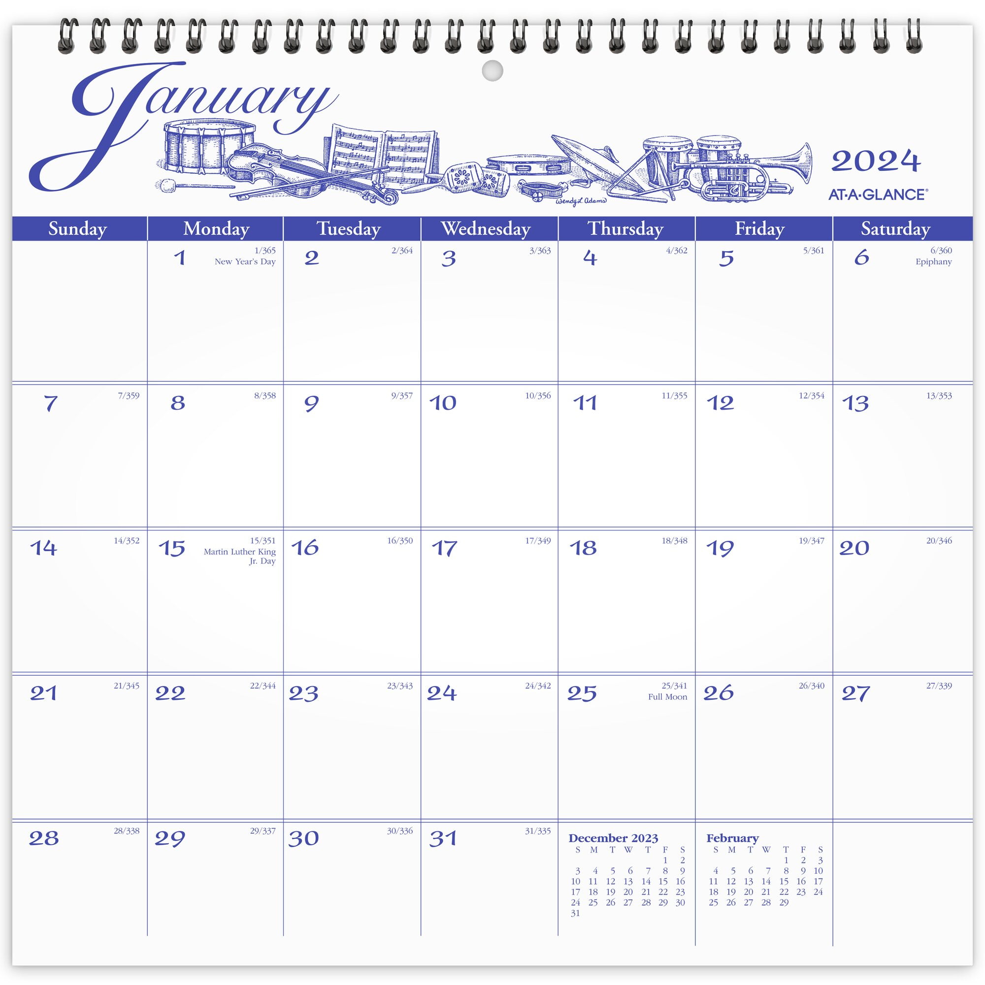ATAGLANCE 2024 Illustrators Edition Monthly Wall Calendar Medium 12 x