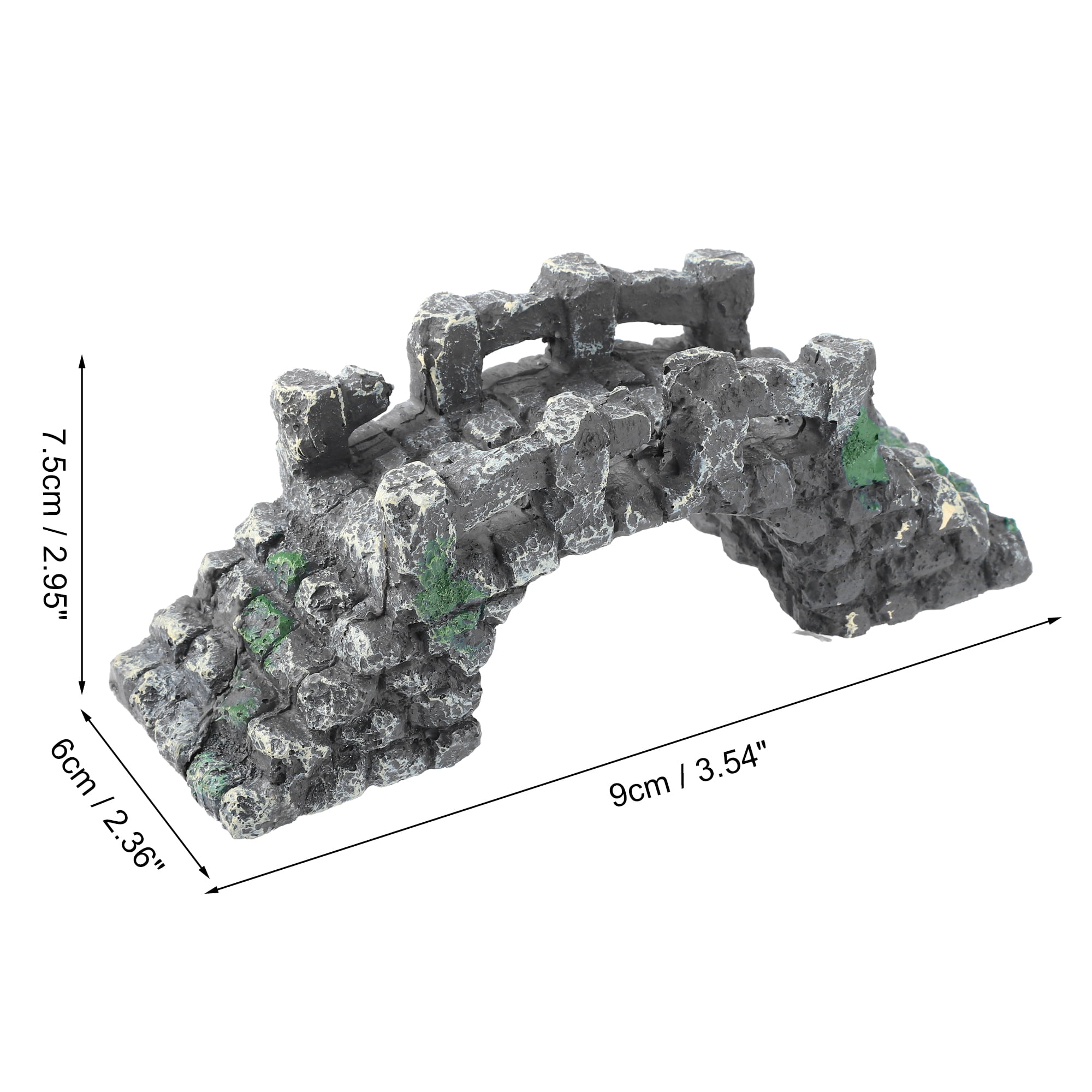 Unique Bargains Aquarium Arch Bridge Decoration Resin Accessories Gray Green 7.48" Length