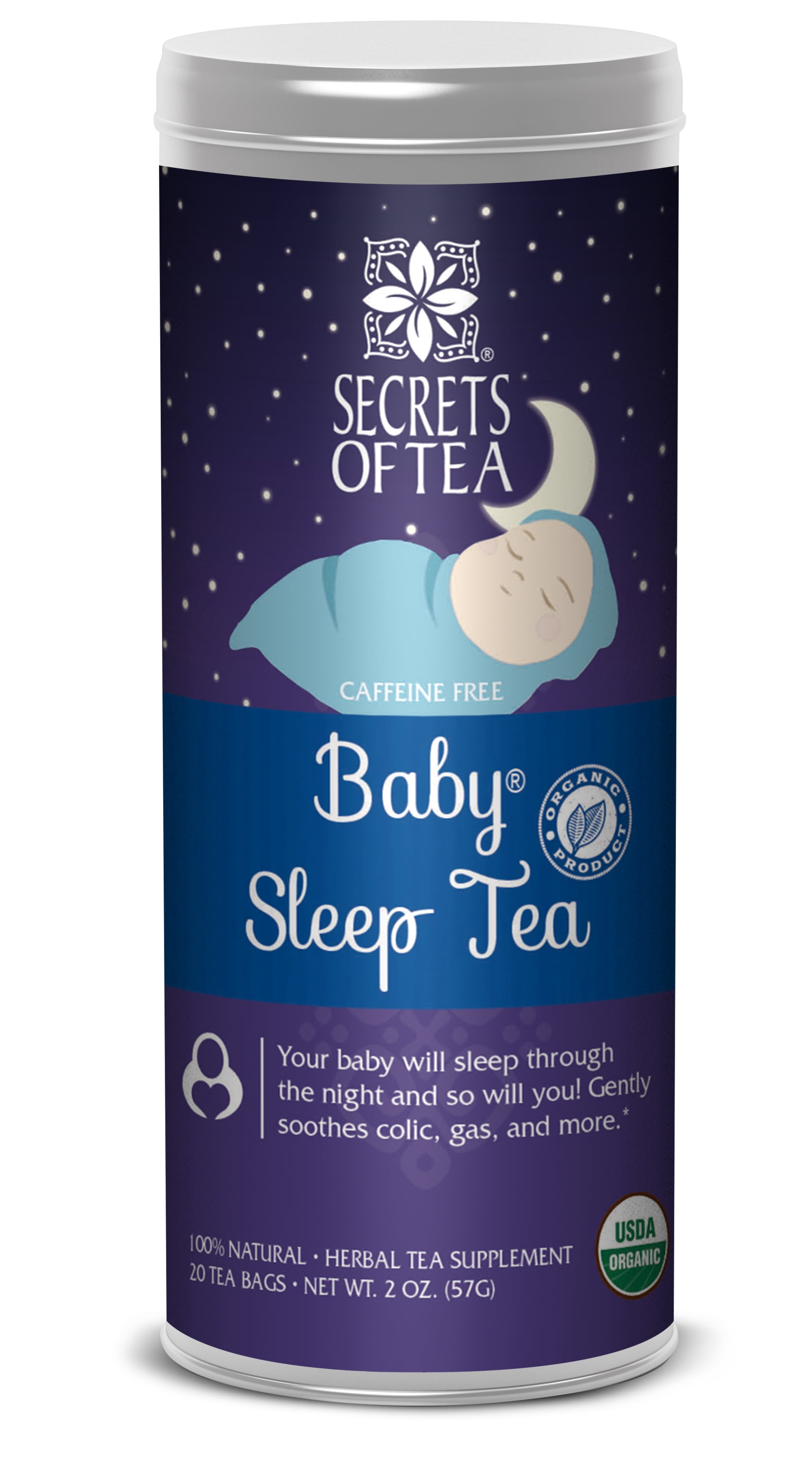 Secrets of Tea Baby Sleep Certified USDA Organic Herbal Tea for