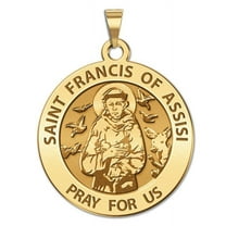 PicturesOnGold.com Saint Francis of Assisi Religious Medal Female Adult- 2/3″ Size of Dime, Solid 14K Yellow Gold