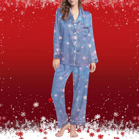 Dolkfu Soft Pj Sets for Women Long Sleeve Button Up Sleepwear Sets Casual Pants Stretch Womens Pjs Lounge Set L