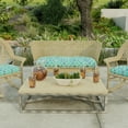 thumbnail image 3 of Jordan Manufacturing 44" x 18" Adonis Capri Teal Medallion Rectangular Tufted Contoured Outdoor Wicker Settee Bench Cushion, 3 of 11