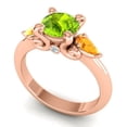 thumbnail image 2 of Diamond-Capitals 2.50 Carat Fine Round Cut Peridot & Citrine Gemstone Three Stone Wedding Ring for her Solid 14K Rose Gold Size 8.5, 2 of 8