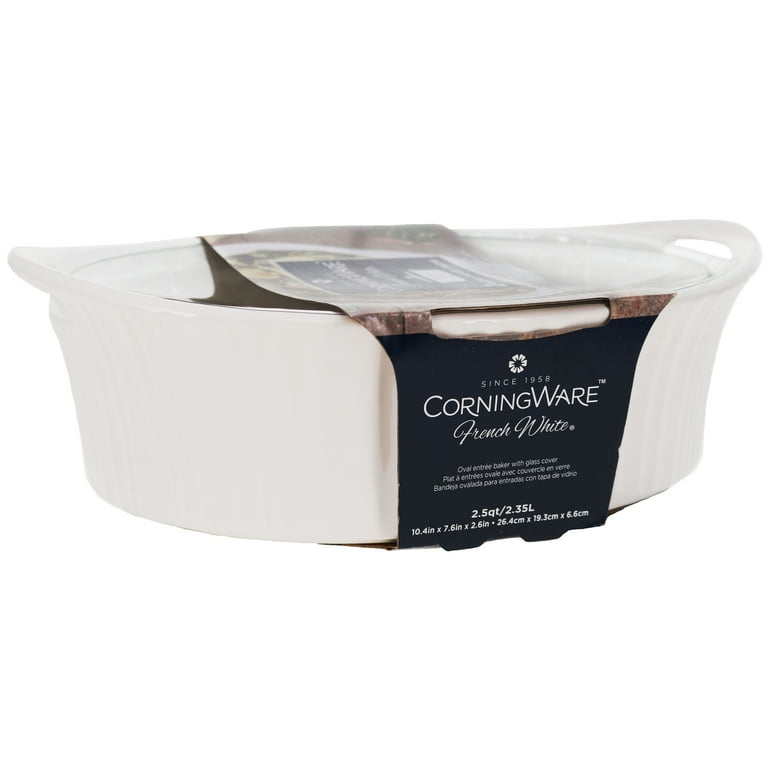 Corningware French White 2.5qt/2.35L Oval Ceramic Casserole Bakeware Dish w/ Lid