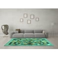thumbnail image 3 of Ahgly Company Machine Washable Indoor Rectangle Abstract Turquoise Blue Contemporary Area Rugs, 2' x 5', 3 of 4