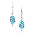 thumbnail image 2 of Gem Stone King 925 Sterling Silver Swiss Blue Topaz and Swiss Blue Topaz Dangle Leverback Earrings for Women (3.06 Cttw, Gemstone November Birthstone, Heart Shape 6MM, Trillion 5MM), 2 of 4