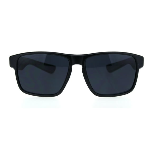 Mens Sport Keyhole Rectangle Horn Rim Plastic Minimal Sunglasses Matte Black