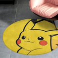Pikachu Round Coral Velvet Floor Mat，Washable Round Rug for Bathroom
