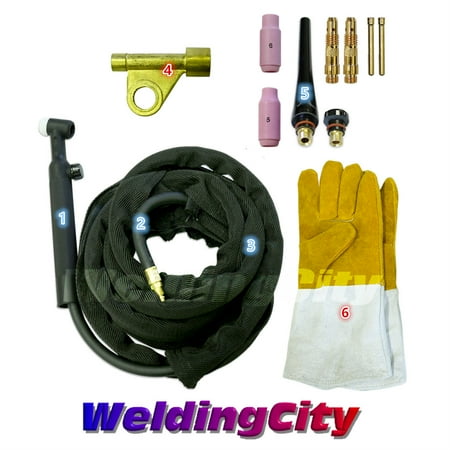 - WeldingCity WP-17V-12R Complete Ready-to-Go Package Gas-Valve 12.5' 150 Amp Air-Cooled TIG Welding Torch