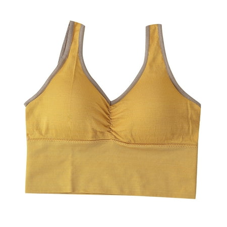 

Dadaria Cotton Bras for Women Bra Wire Free Underwear OnePiece Bra Everyday Underwear Wrap Chest Without Steel Ring Bras Yellow One Size Women