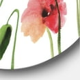 thumbnail image 3 of Designart 'Ancient Red Blooming Poppies' Traditional Circle Metal Wall Art 23x23 - Disc of 23, 3 of 5