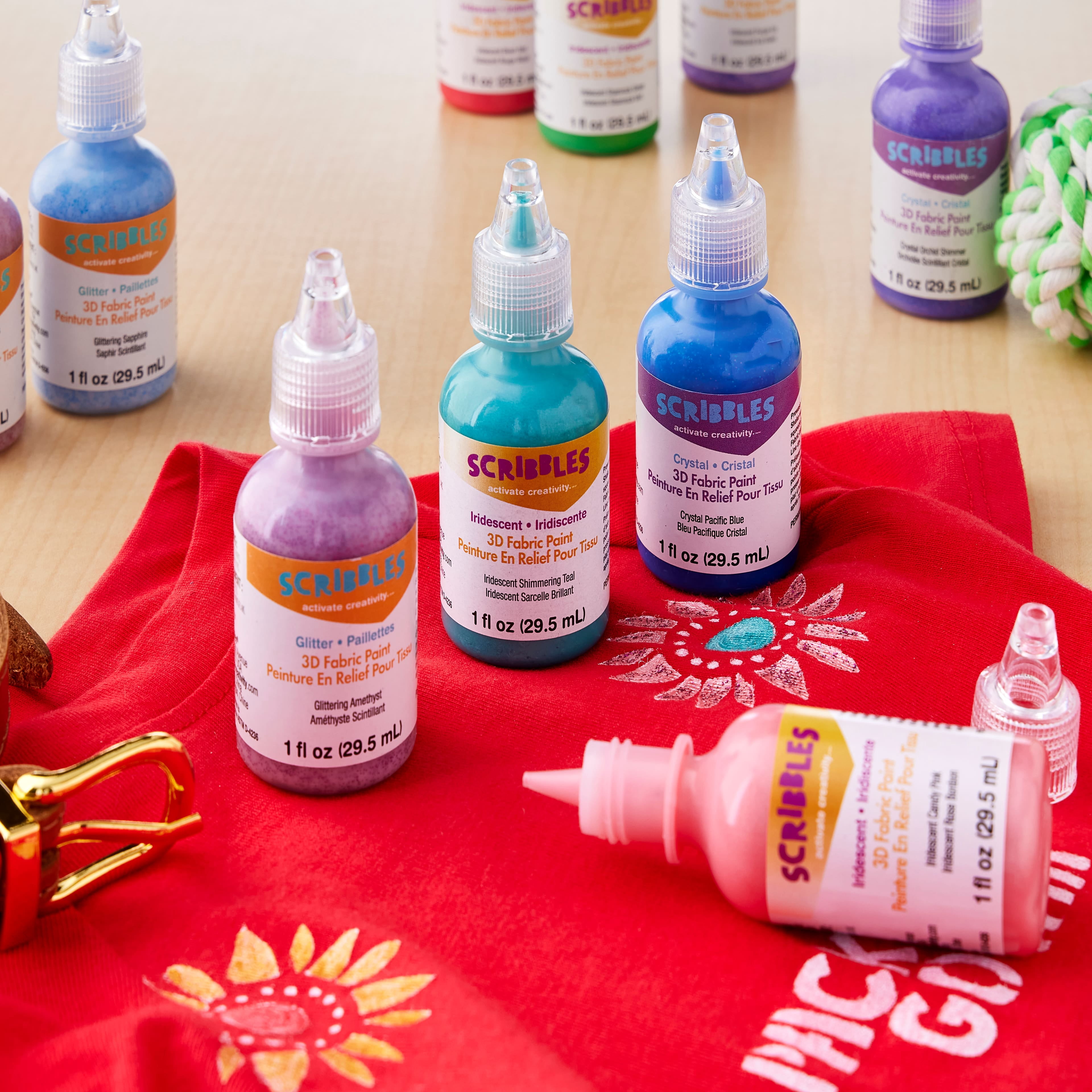 Scribbles Glitter & Iridescent 3D Fabric Paint Set