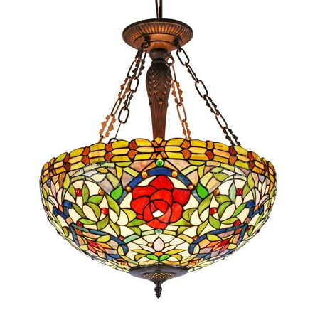 

CHLOE Lighting MYRTLE Tiffany-style 3 Light Inverted Ceiling Pendant 20 Shade