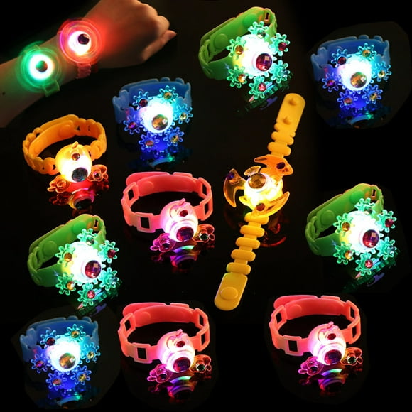12PCS LED Bracelet Spinning Top Decor Light up Bracelet Flash Bracelet for Kids