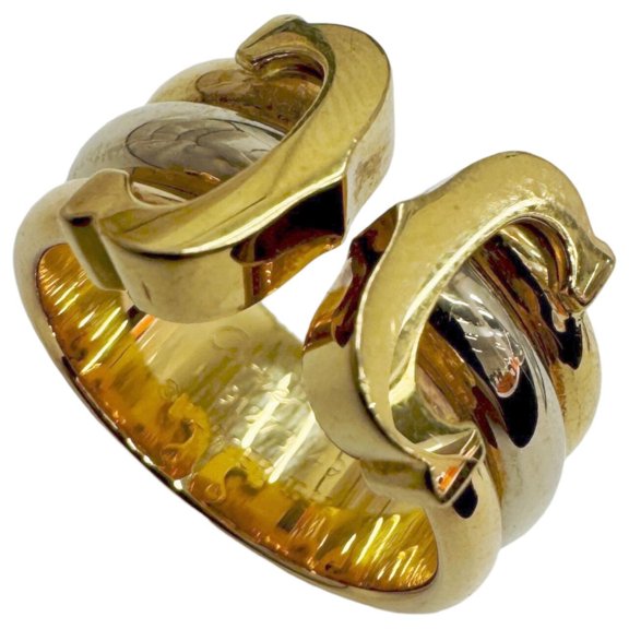 Pre-Owned Cartier 2C Ring, Three-Color, 18K Yellow Gold, Pink White Size 49, Women's Ring
