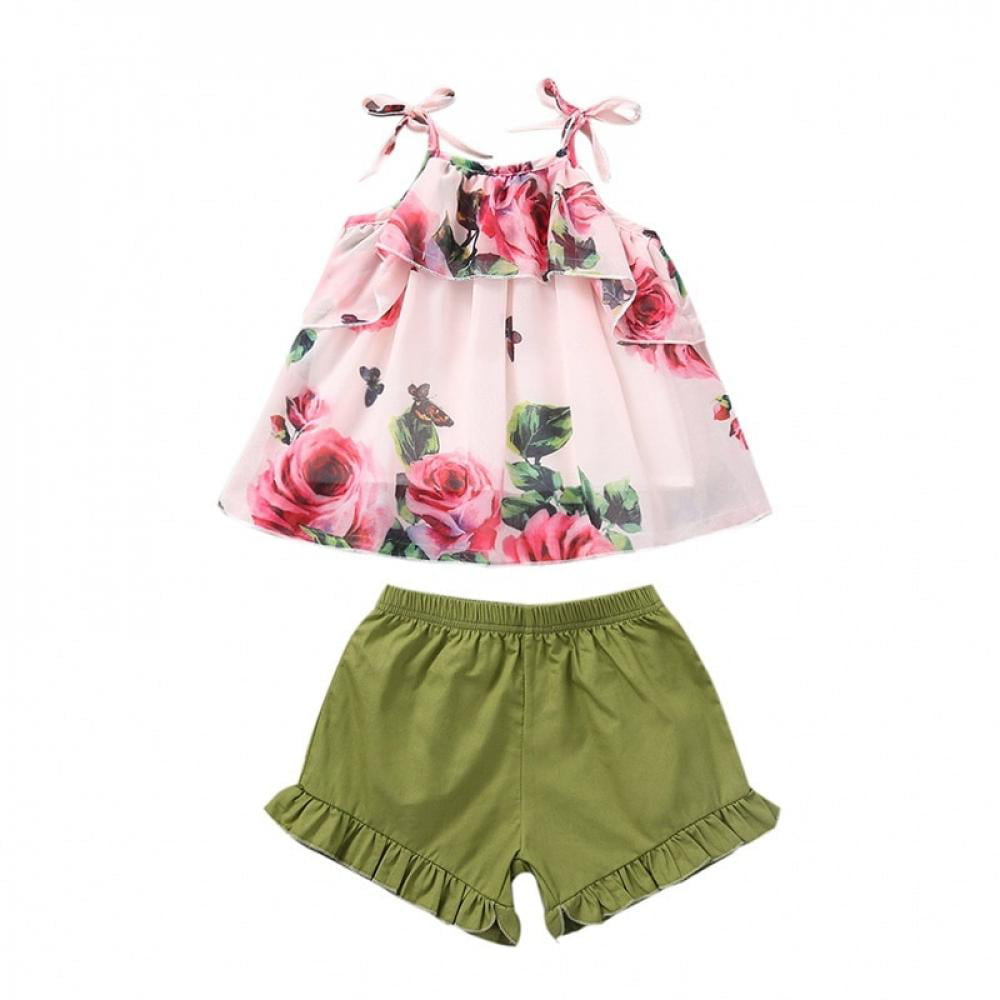 Shorts 2Pcs Kids Summer Clothing Suits Toddler Baby Clothes Girls Outfits Tops 