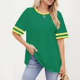 thumbnail image 5 of GIPQJK Womens T Shirts Striped Short Sleeve Crewneck Loose Tee Casual Trendy Basic Color Block Spring Clothes,Dark Green 3XL, 5 of 5