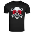 thumbnail image 1 of Bone Head With Roses Eyes Gothic Skeleton Punk Style Unisex T-Shirt K2087, S-5XL, 1 of 4
