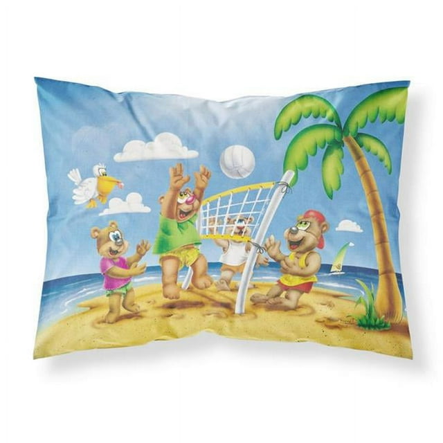 Carolines Treasures APH0373PILLOWCASE Bears Playing Volleyball Fabric Standard Pillowcase