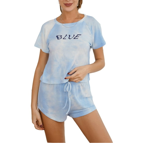 Richie House Women's Tie Dye Printed Shorts Pajama Set Short Sleeve Sleepwear Pjs XS-L RHW2915-A-XS