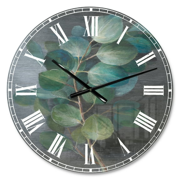 Designart 'Fresh leaves I' Farmhouse wall clock