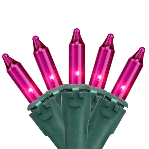 Brite Star Mini Christmas Light Set - Pink - 34' Green Wire - 100ct