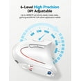 thumbnail image 7 of TECKNET Ergonomic Mouse, Rechargeable 2.4G+Bluetooth Vertical Mice 6 DPI Adjustable, Wireless Optical Carpal Tunnel Mouse Right Hand, Multi Device for Laptop, PC, Computer, MacBook, iPad - White, 7 of 7