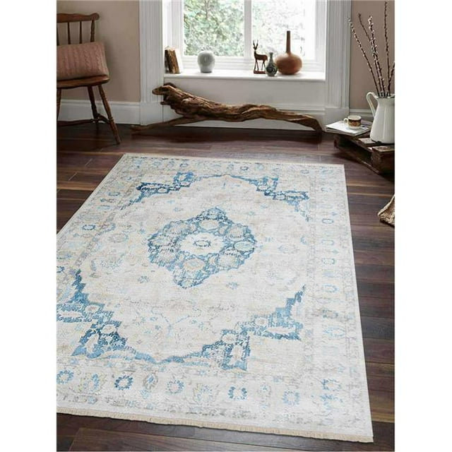Rugsotic Carpets USM00069C0017A15 8 x 10 ft. Cross Weave Machine Woven Polyester Turkish Oriental Area Rug - Ivory
