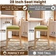 thumbnail image 2 of Bar Stools Set of 2, LEGAHOME 28" Bar Height Bar Stool, Farmhouse Linen Upholstered Bar Stool with Cane Back, Wood Bar Chairs for Kitchen Island Dining Room, Suitable for 40"-42" Table, Green, 2 of 7