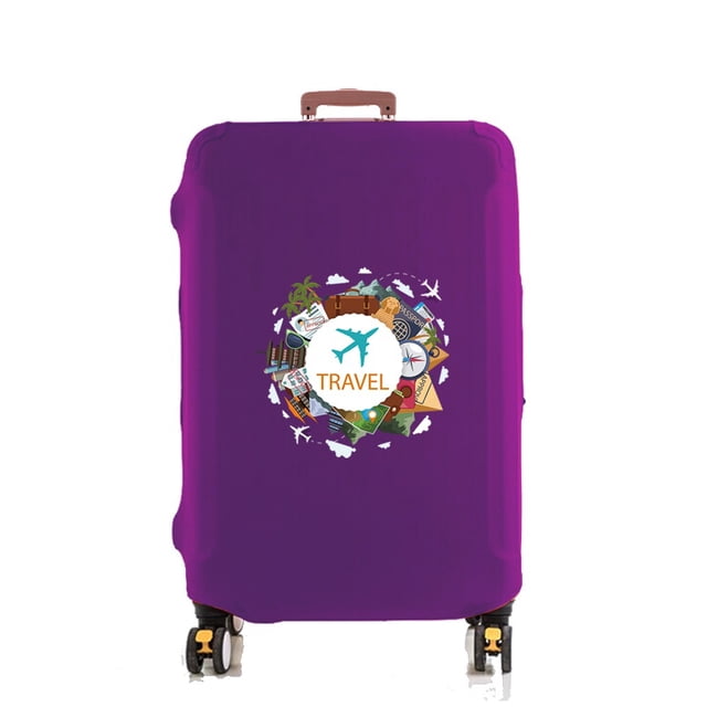 Luggage Cover Suitcase Protector Airplane Pattern Print Thicker Elastic Dust Cover To 18-32 Inch Trolley Case Travel Accessories purple S